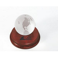 Glass Globe Paper Weight on Solid Rosewood Base